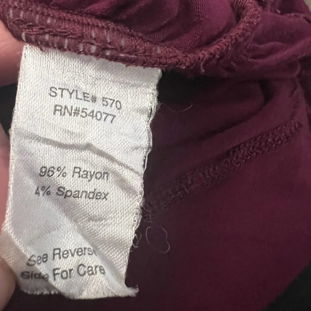 CAbi burgundy drape long sleeved top size small EUC